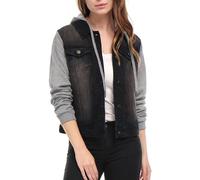 Allegra K Chaqueta Vaquera Con Capucha Y Cordones En Capas Para Mujer Sudaderas Con Bolsillos Negro M