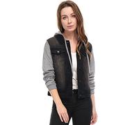 Allegra K Chaqueta Vaquera Con Capucha Y Cordones En Capas Para Mujer Sudaderas Con Bolsillos Negro S