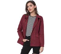 Allegra K Chaquetas utilitarias para mujer con cordón en la cintura 2024, bolsillos con solapa de primavera, chaqueta ligera, granate, XL