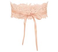 Allegra K Cinturón de cintura ancha de encaje para mujer Wrap Around Obi Croset Cinturones Bowknot Rosa 64-106cm/25.20-41.73"