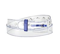 Allegra K Cinturón de cintura transparente con ojales para mujer Cinturones de cintura de talla grande para vestidos de jeans Azul 66-96cm/25.98-37.80"