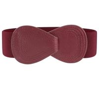 Allegra K Cinturón elástico de piel sintética con hebilla entrelazada en 8 formas para mujer, granate, Fit Waist Girth:31"/78.5cm-43"/109cm