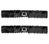 Allegra K Cinturones elásticos ajustados para mujer, decoración de lentejuelas, cinturones elásticos para vestidos, 2 uds. Negro 64cm/25.19"