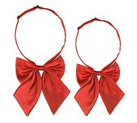 Allegra K Correa ajustable para el cuello con lazo preatado para mujer, color sólido, lindo, pajarita, 2 unidades, Rojo+rojo, talla única