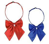 Allegra K Correa ajustable para el cuello con lazo preatado para mujer, color sólido, lindo, pajarita, 2 unidades, rojo+azul, talla única