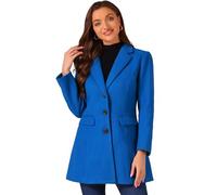 Allegra K Día de San Patricio Abrigo De Invierno Con Solapa Con Muesca De Un Solo Pecho Para Mujer Azul Profundo XL
