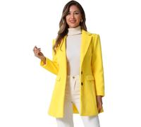 Allegra K Día de San Patricio Abrigo De Invierno con Solapa con Muesca De Un Solo Pecho para Mujer Amarillo S