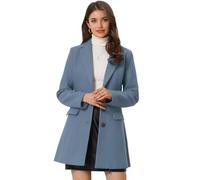 Allegra K Día de San Patricio Abrigo De Invierno Con Solapa Con Muesca De Un Solo Pecho Para Mujer Azul Claro Polvoriento XXL