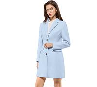Allegra K Día de San Patricio Abrigo De Invierno Con Solapa Con Muesca De Un Solo Pecho Para Mujer Azul XL