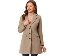 Allegra K Día de San Patricio Abrigo De Invierno Con Solapa Con Muesca De Un Solo Pecho Para Mujer Beige S