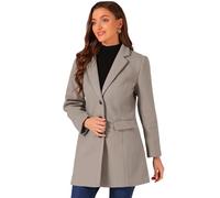 Allegra K Día de San Patricio Abrigo De Invierno Con Solapa Con Muesca De Un Solo Pecho Para Mujer Dark Tan XL