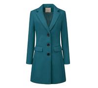 Allegra K Día de San Patricio Abrigo De Invierno Con Solapa Con Muesca De Un Solo Pecho Para Mujer Lago azul M