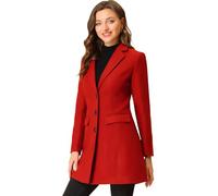 Allegra K Día de San Patricio Abrigo De Invierno Con Solapa Con Muesca De Un Solo Pecho Para Mujer Rojo M
