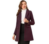 Allegra K Día de San Patricio Abrigo De Invierno Con Solapa Con Muesca De Un Solo Pecho Para Mujer Rojo púrpura M