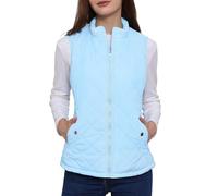 Allegra K Día de San Patricio Chaleco Acolchado Ligero Con Cremallera Y Cuello Alto Para Mujer Azul Claro XL