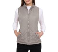 Allegra K Día de San Patricio Chaleco Acolchado Ligero Con Cremallera Y Cuello Alto Para Mujer Gris M