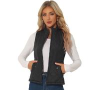 Allegra K Día de San Patricio Chaleco Acolchado Ligero Con Cremallera Y Cuello Alto Para Mujer Negro XL