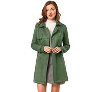 Allegra K Día de San Patricio Chaqueta De Gabardina De Gamuza Sintética Con Muesca Para Mujer Blazer De Solapa Pico Con Solapa De Tormenta Verde S