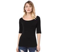 Allegra K Disfraz de Halloween Camiseta Suave De Media Manga con Cuello Redondo Entallado para Mujer Negro XL