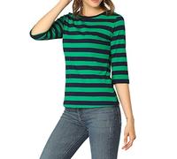 Allegra K Disfraz de Halloween para Mujer Mangas en el Codo Top Cuello Redondo Camiseta Ajustada Camiseta Estampada Informal Verde Azul Oscuro XS