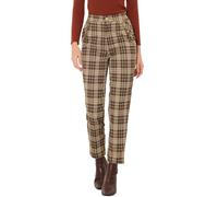 Allegra K Disfraz de Navidad Pantalones A Cuadros De Tartán Vintage para Mujer Pantalones Largos Rectos De Cintura Elástica Marrón Beige XL