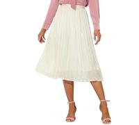 Allegra K Falda de cintura alta elástica para mujer, falda plisada acampanada, blanco, L