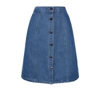 Allegra K Falda de mezclilla para mujer de longitud hasta la rodilla con bolsillos, falda de cintura alta acampanada con botones, azul, 40