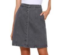 Allegra K Faldas de mezclilla para mujer 2026 Verano Casual Línea A Corta con Botones Falda Vaquera, Gris Negro, S