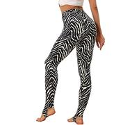 Allegra K Leggings Deportivos Mujer Cintura Alta, Pantalones Yoga Elásticos Transpirables Control Abdomen para Gimnasio Ejercicio Running Negro-Cebra XL