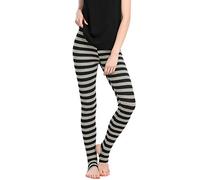 Allegra K Leggings Mujer Las Polainas Leggings Deportivos Mujer de la Yoga de la Cintura elástica de la Cintura Alta Disfraz de Halloween Rayas Grises Negras XL