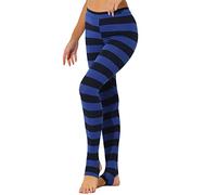 Allegra K Leggings Mujer Las Polainas Leggings Deportivos Mujer de la Yoga de la Cintura elástica de la Cintura Alta Disfraz de Halloween Raya Azul Marino Real S