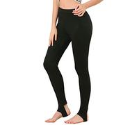 Allegra K Leggings para mujer, cintura elástica, gimnasio, yoga, algodón suave, pantalones de estribo, Negros, L