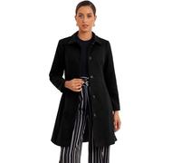 Allegra K Mujer Abrigos De Solapa Con Botones Y Manga Larga Elegante Abrigo De Guisante De Invierno Negro XL