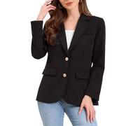 Allegra K Mujer Blazer Informal de Negocios con Solapa con Muesca Manga Larga Botonadura Sencilla para Trabajo Negro M