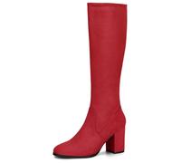 Allegra K Mujer Botas Altas Tacón Grueso Cremallera Lateral