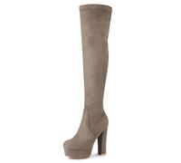 Allegra K Mujer Botas Over Knee High Tacón Bloque Plataforma