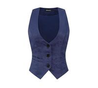 Allegra K Mujer Chaleco Vintage Chaqueta con Jacquard Bolsillos