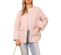 Allegra K Mujer Chaquetas Acolchadas Chaqueta Ligera con Botones Abrigo Informal de Moda para Invierno con Bolsillos. Gris rosa L
