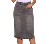 Allegra K Mujer Falda Vaquera Informal Cintura Alta Elástica Midi Gris XL