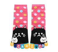 Allegra K Mujer Lunares Letra Cat Estampado Elástico Altura A Tobillo Calcetines Dedo Pie Rojo Una Talla