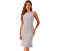 Allegra K Mujer Vestido De Tweed Verano Sin Mangas Elegante Cuadros Bodycon Vestidos Púrpura S