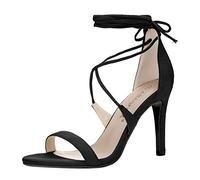 Allegra K Sandalias con Cordones De Tacón Alto De Estilete Abierto De Mujer Negro 38.5