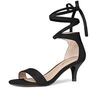 Allegra K Sandalias Con Cordones Y Tacón Bajo Para Mujer Negro 37