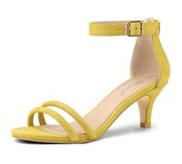 Allegra K Sandalias De Correa De Tobillo Zapatos Tacón Bajo De Aguja Para Mujeres Amarillo 38