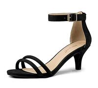 Allegra K Sandalias De Correa De Tobillo Zapatos Tacón Bajo De Aguja Para Mujeres Negro 41