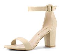 Allegra K Sandalias De Tacón Alto Para Mujer Zapatilla Con Punta Abierta Correa De Tobillo Beige 40