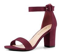 Allegra K Sandalias De Tacón Alto Para Mujer Zapatilla Con Punta Abierta Correa De Tobillo Burgundy 41