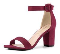Allegra K Sandalias De Tacón Alto para Mujer Zapatilla con Punta Abierta Correa De Tobillo Burgundy 43