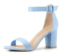 Allegra K Sandalias De Tacón Alto Para Mujer Zapatilla Con Punta Abierta Correa De Tobillo Cielo azul 39