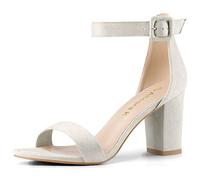 Allegra K Sandalias De Tacón Alto Para Mujer Zapatilla Con Punta Abierta Correa De Tobillo Gris 40